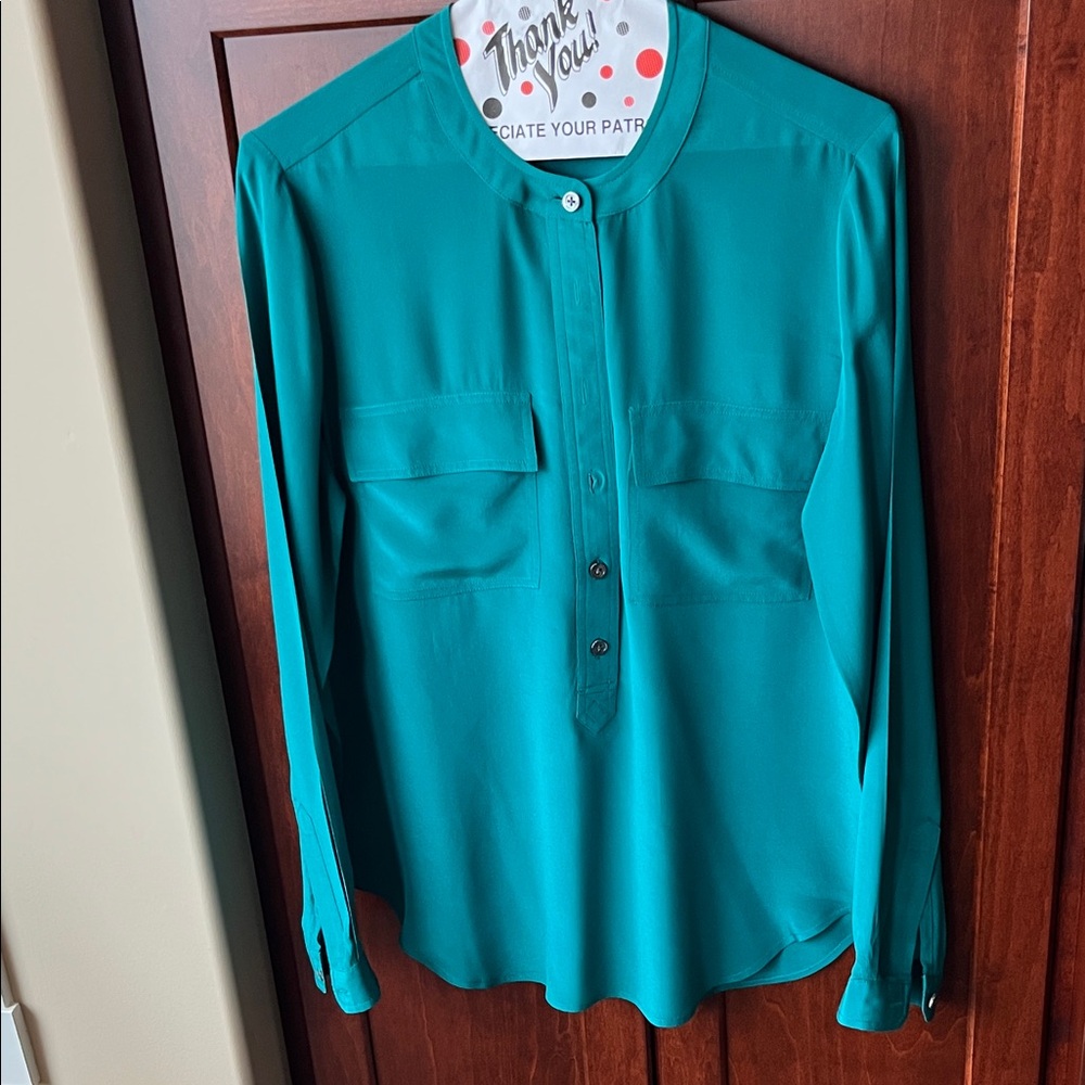 Banana Republic Teal Silk Blouse Size S